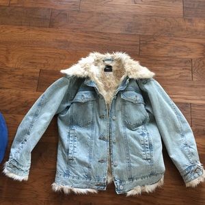 BDG Denim Faux Fur Lined Trucker Jacket